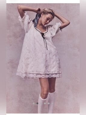 Free People White Babydoll Dress size
 M